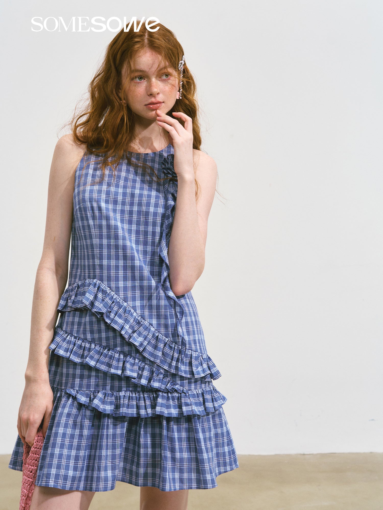 SOMESOWE S2508113 Irregular ruffled vest dress
