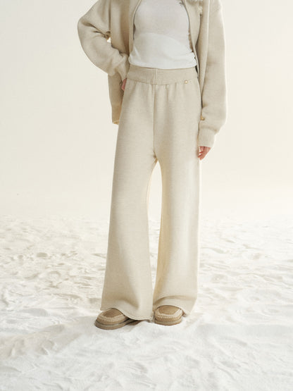 16DEWS 16D25555&amp;16D25556 Cleanfit detachable fur collar hooded knitted cardigan + pants set