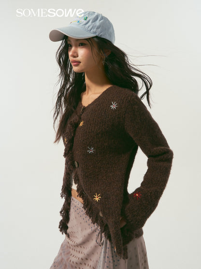SOMESOWE S2509004 Nomadic style tassel flower cardigan