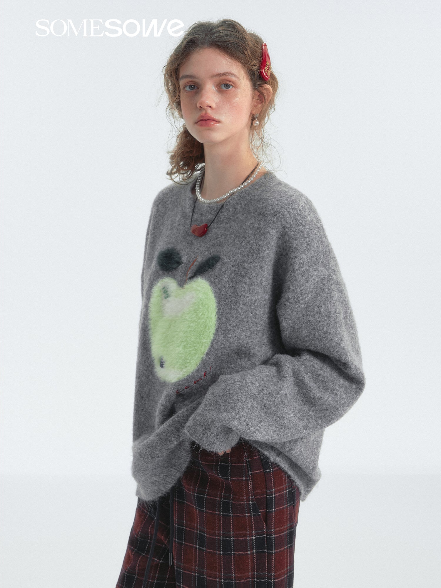 SOMESOWE S2407277 Fun Apple cloud sweater(grey)