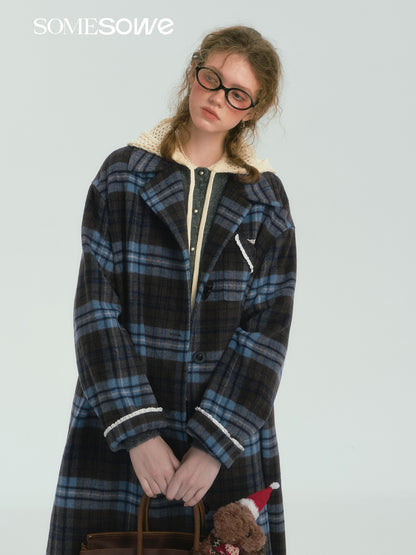 SOMESOWE S2407252 Contrasting plaid long coat