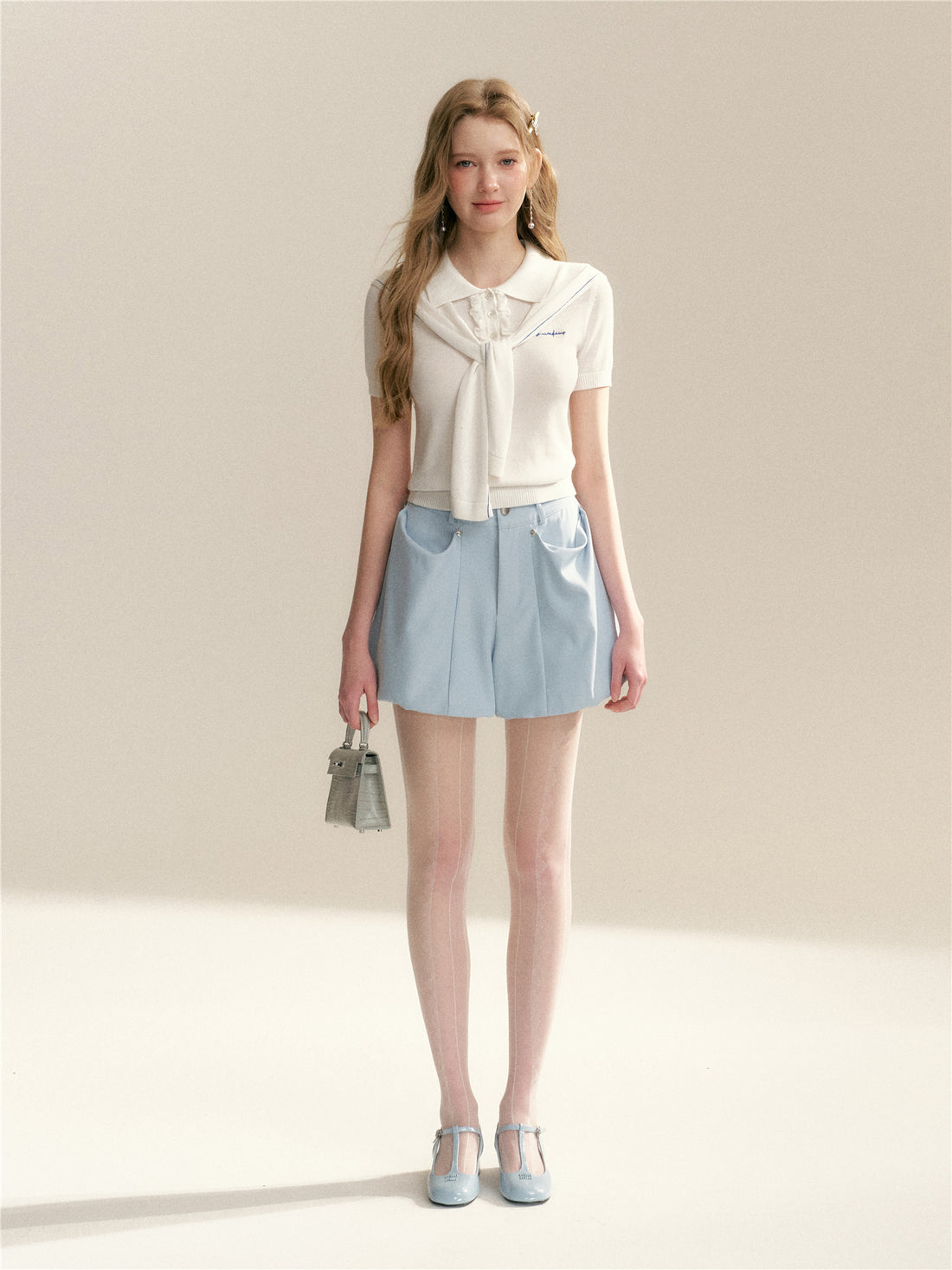 16DEWS 16D246067 Polo collar woolen short sleeved shirt