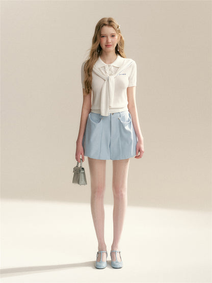 16DEWS 16D246067 Polo collar woolen short sleeved shirt