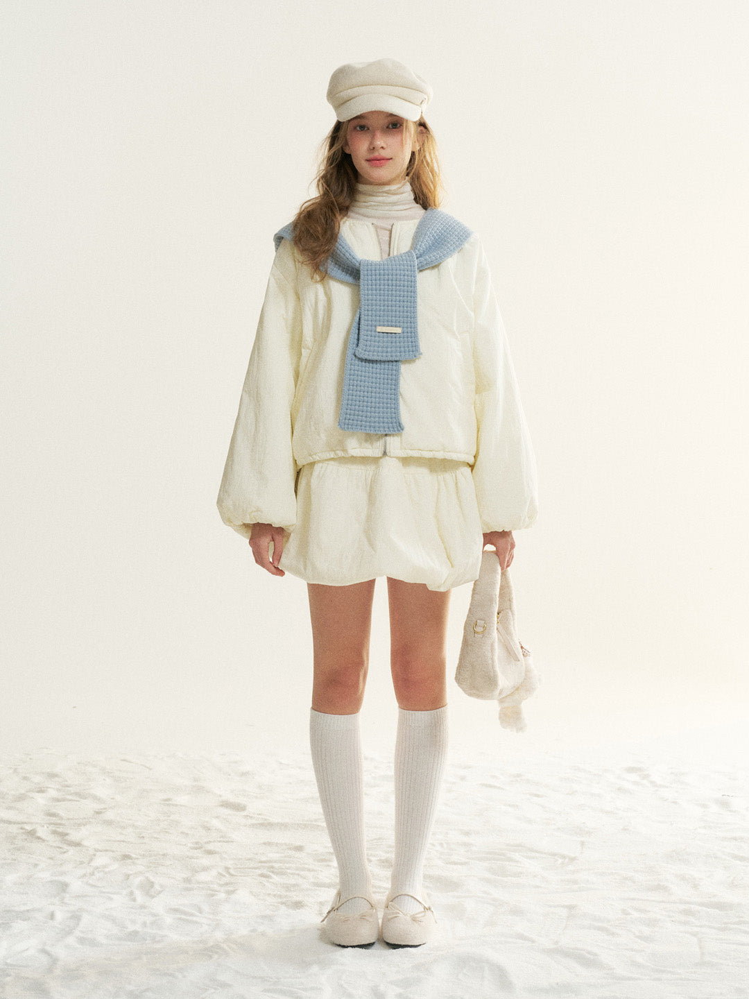 16DEWS 16D25536 Round neck cotton jacket + A-line skirt two-piece set