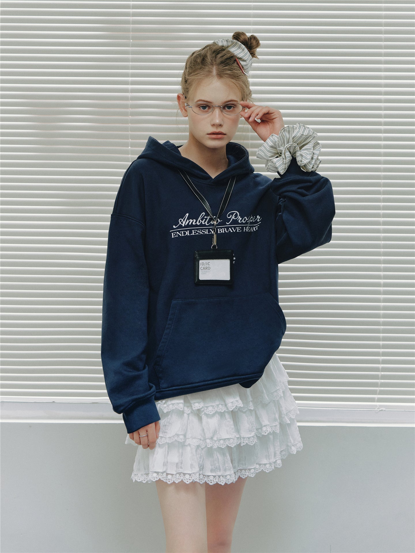Asgony ASG26537 Cotton Hooded Embroidered Pullover Sweatshirt