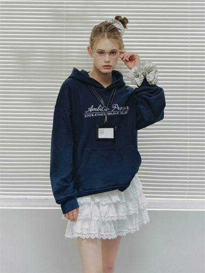 Asgony ASG26537 Cotton Hooded Embroidered Pullover Sweatshirt