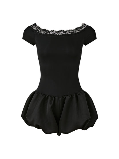FIND YA WINGS Black off shoulder floral bud dress