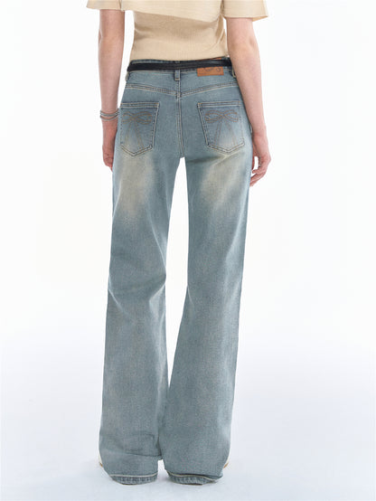 Asgony ASG26524 Bow Embroidered Low-Rise Jeans