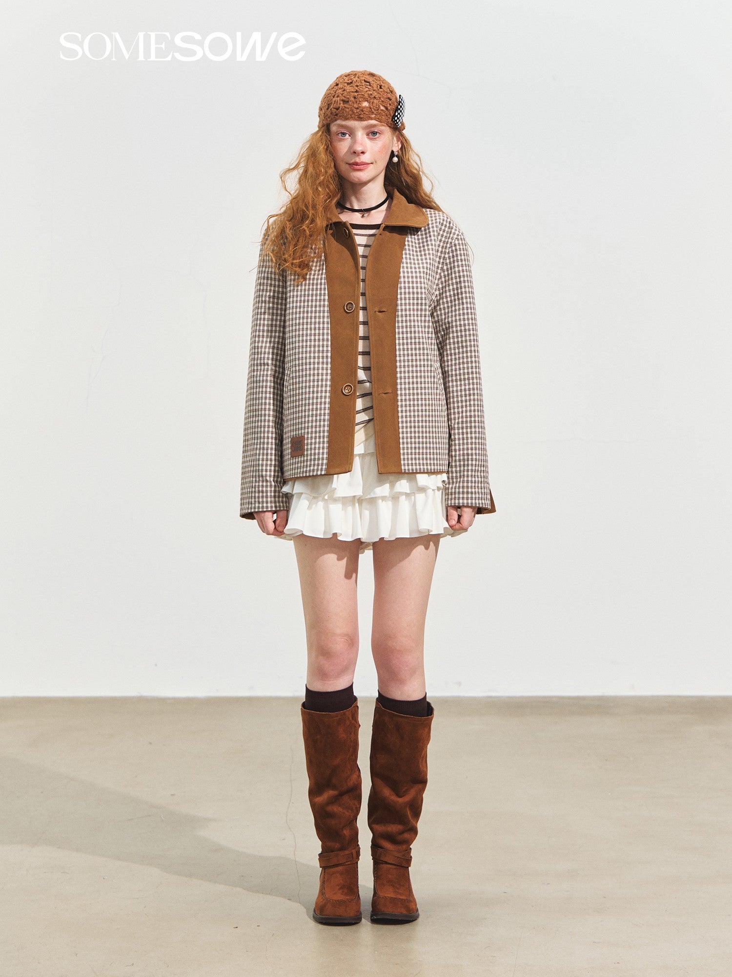 SOMESOWE S2508245 Doll collar suede leather jacket