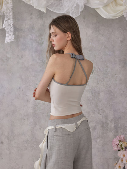 NOMEANSNO N160 Color blocking bow camisole (2color)