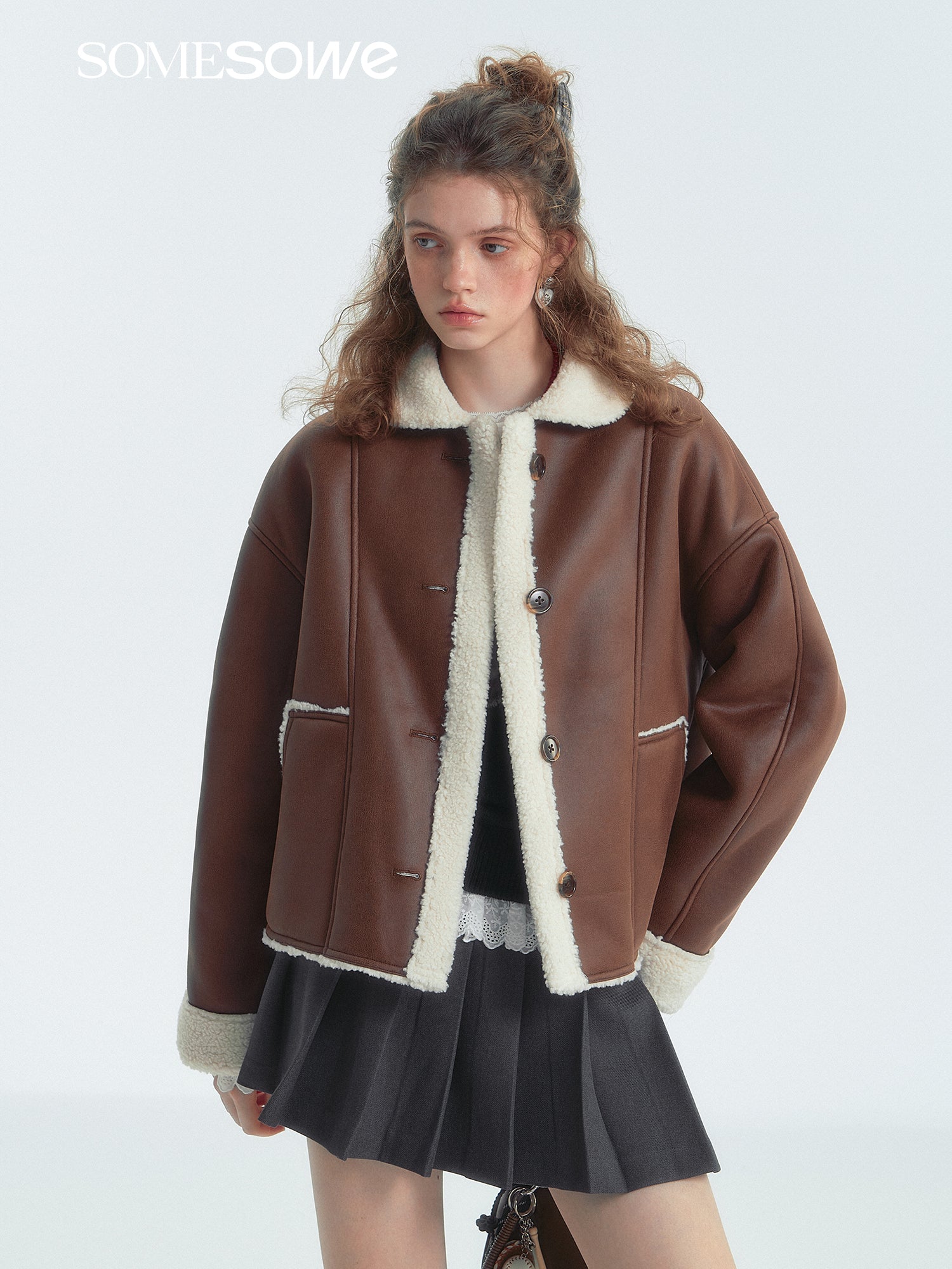 SOMESOWE S2407330 Lapel fur jacket