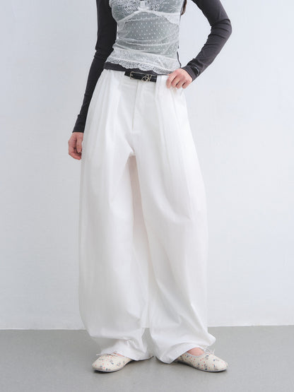 AsGony ASG26006 Pleated waist curved blade wide-leg suit pants