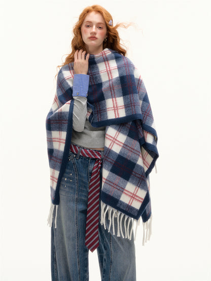 AsGony ASG24650 Checkered tassel casual shawl