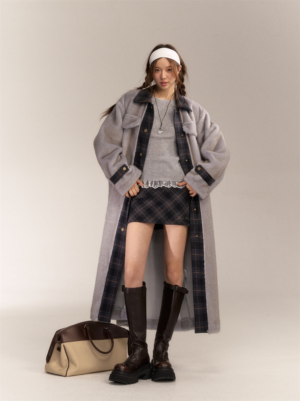 AsGony ASG24646 Maxi Grey Coat