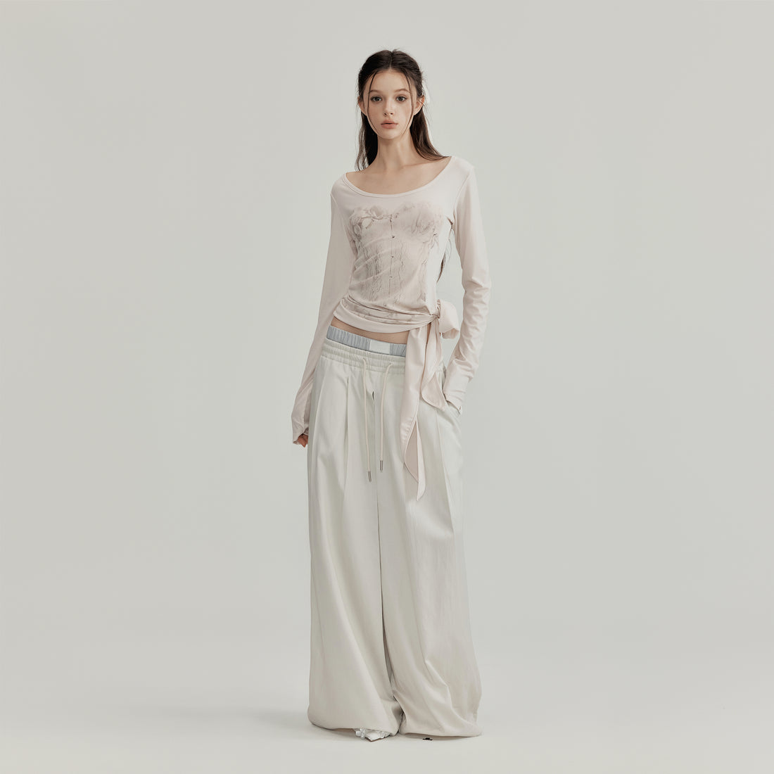 NOMEANSNO N148 Pleated loose pants (2color)