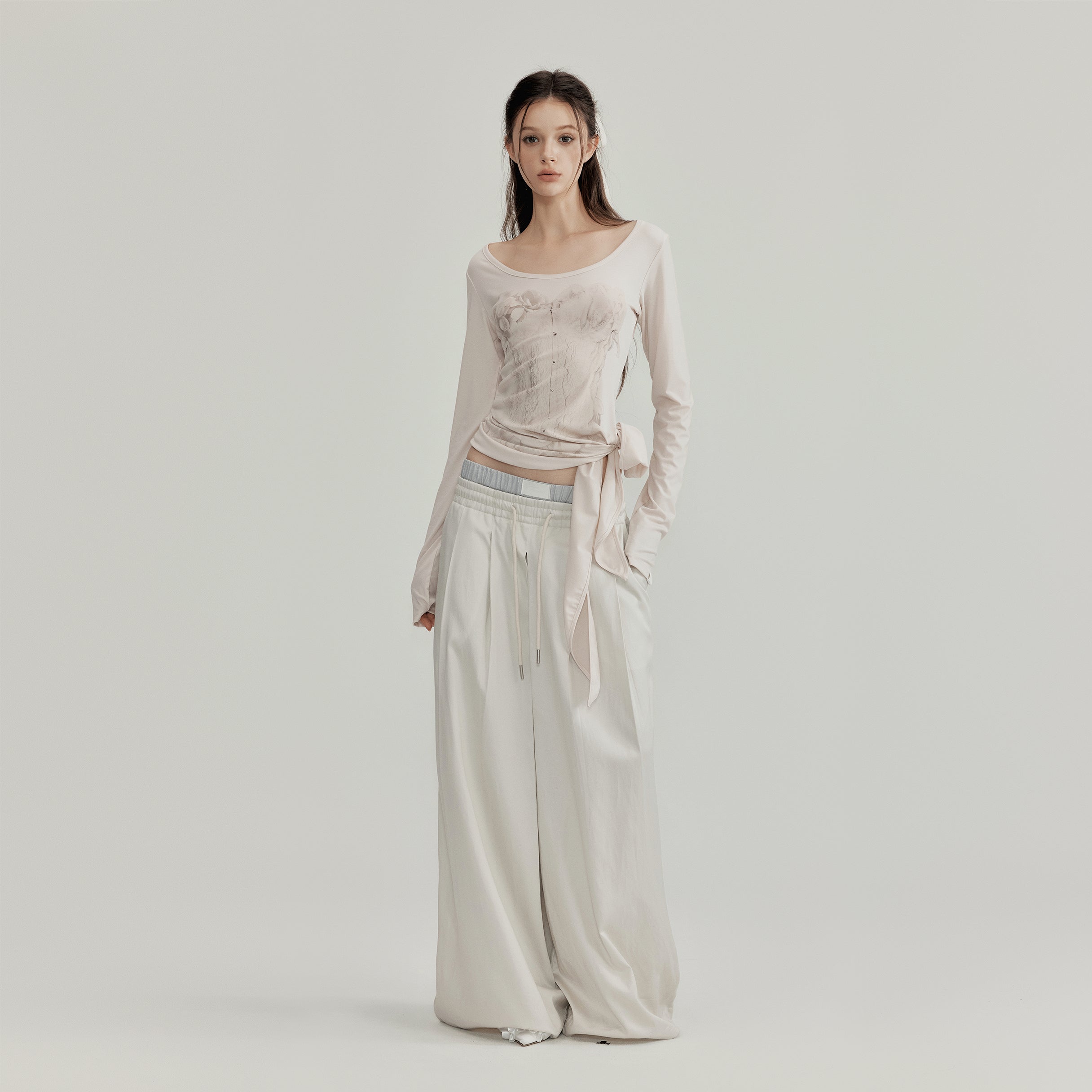 NOMEANSNO N148 Pleated loose pants (2color)
