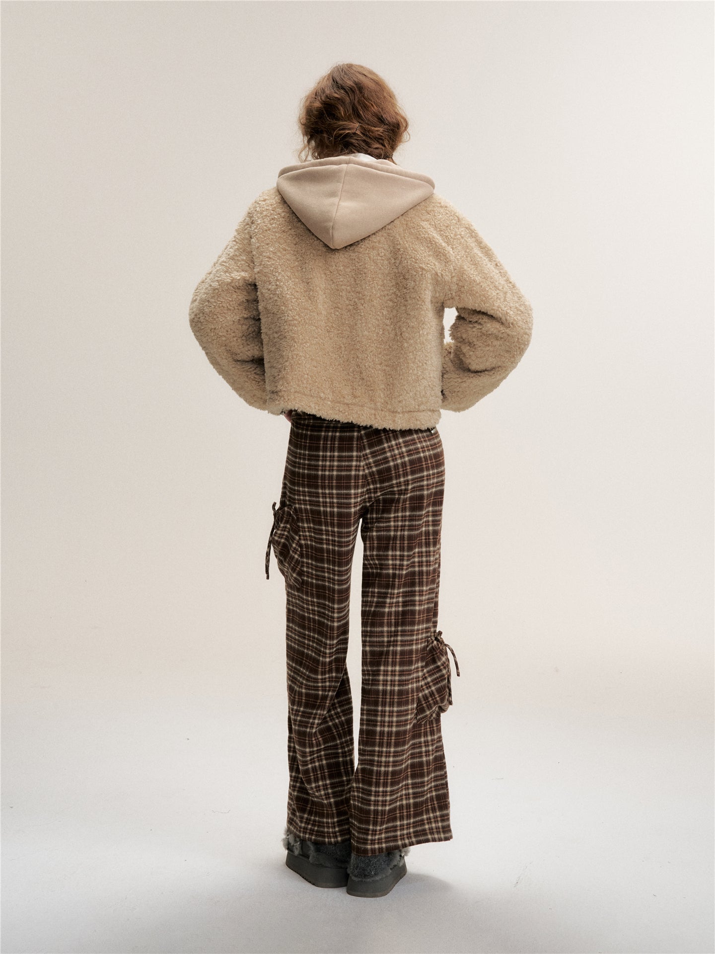 16DEWS 16D25492 Retro plaid pocket straight leg pants