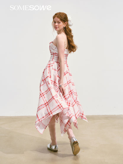 SOMESOWE S2508103 Plaid camisole midi dress