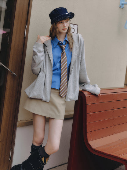 Asgony ASG26550 Minimal Belted A-Line Mini Skirt