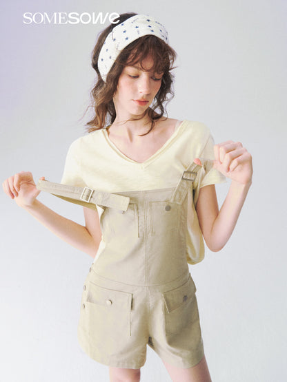 SOMESOWE S2609089 Linen workwear overall shorts