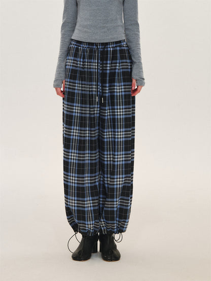 Asgony ASG26609 Plaid Wide-Leg Pants