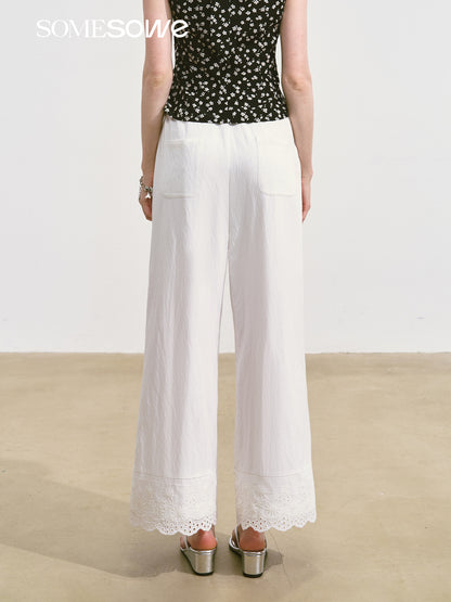 SOMESOWE S2508095 Lace wide leg casual pants