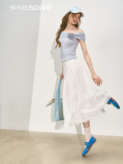 SOMESOWE S2508136 Embroidered flowers vacation style fairy skirt