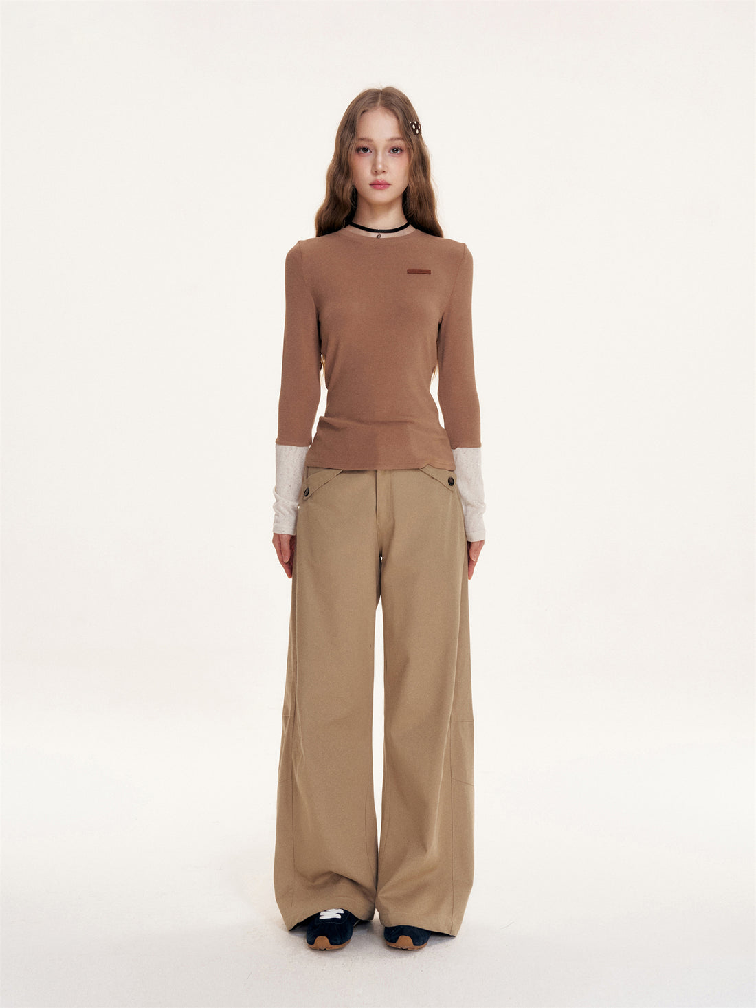 16DEWS 16D25435 Color blocked slim fit base top