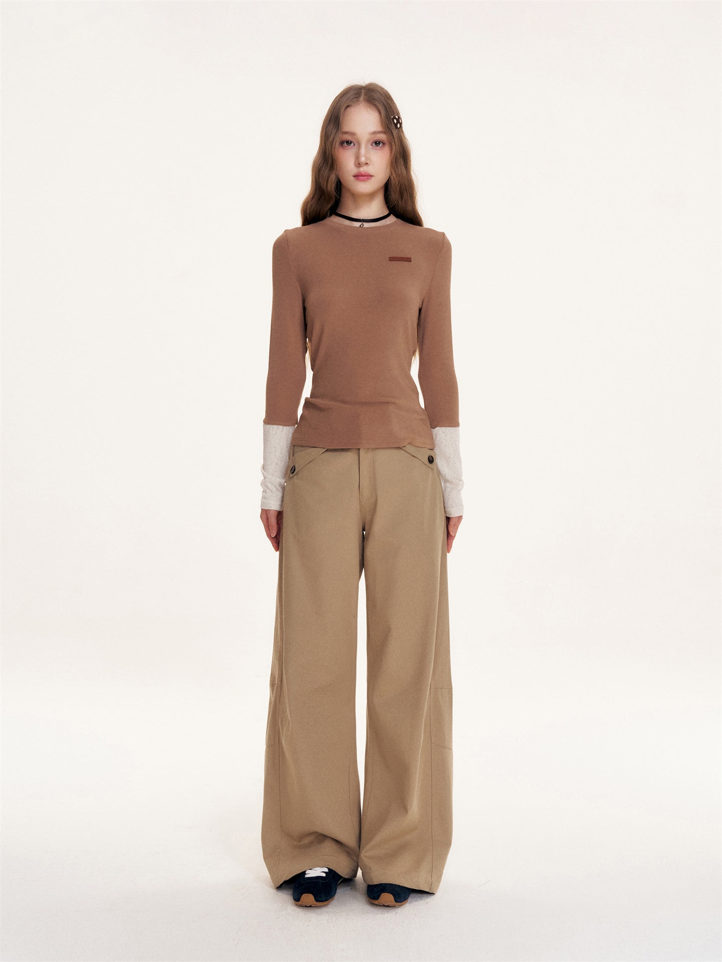 16DEWS 16D25435 Color blocked slim fit base top