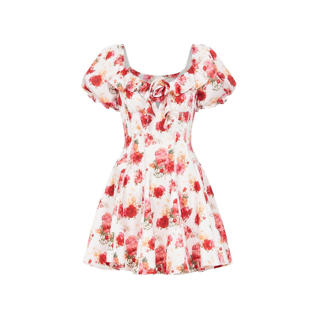 SHEERLUCK SLLYQ26304 Elegant satin puffy sleeve dress