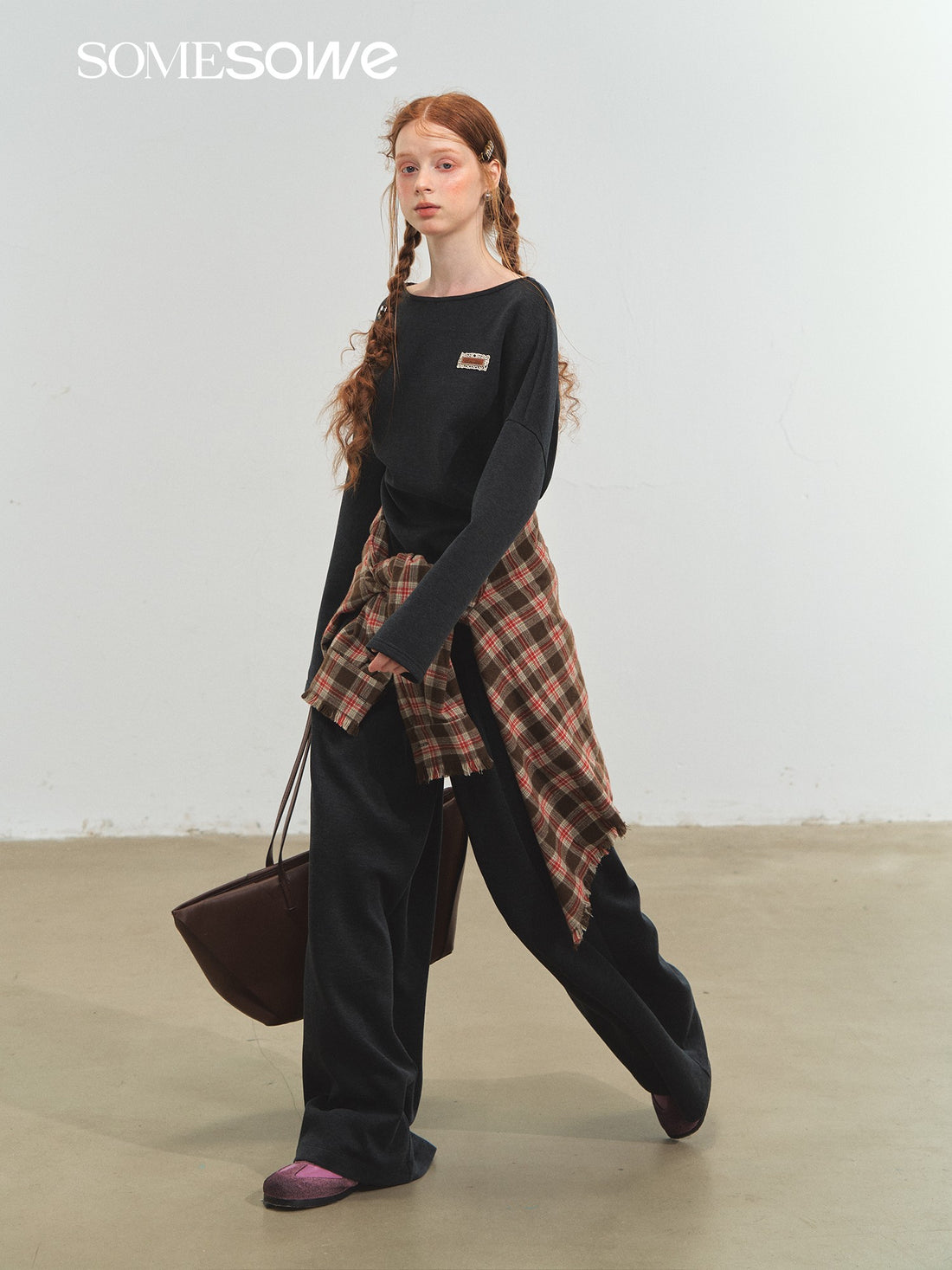 SOMESOWE S2508212&amp;S2508213 Off shoulder irregular top + pants set