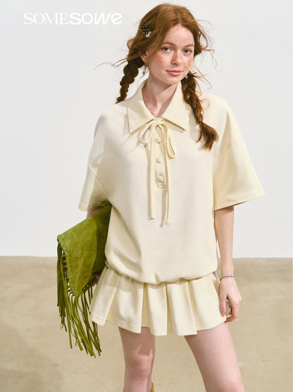 SOMESOWE S2508116 Loose pleated bow dress