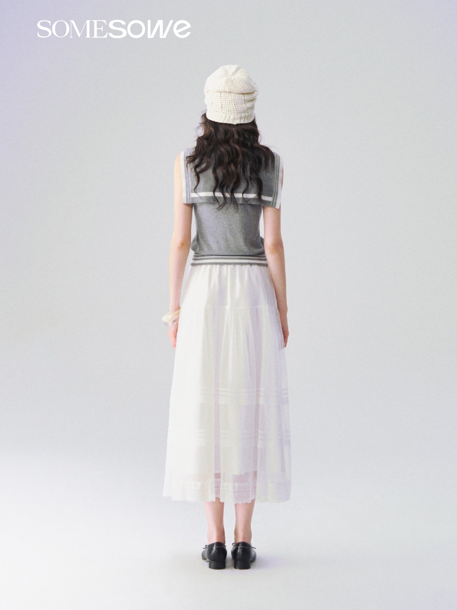 SOMESOWE S2609108 Dreamy white feather flowing cloud gauze skirt