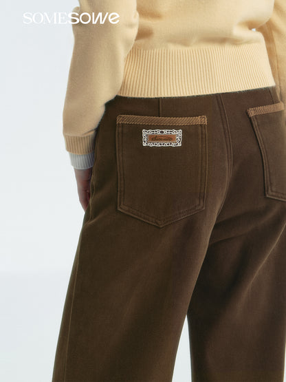 SOMESOWE S2407286 Corduroy spliced fleece slacks