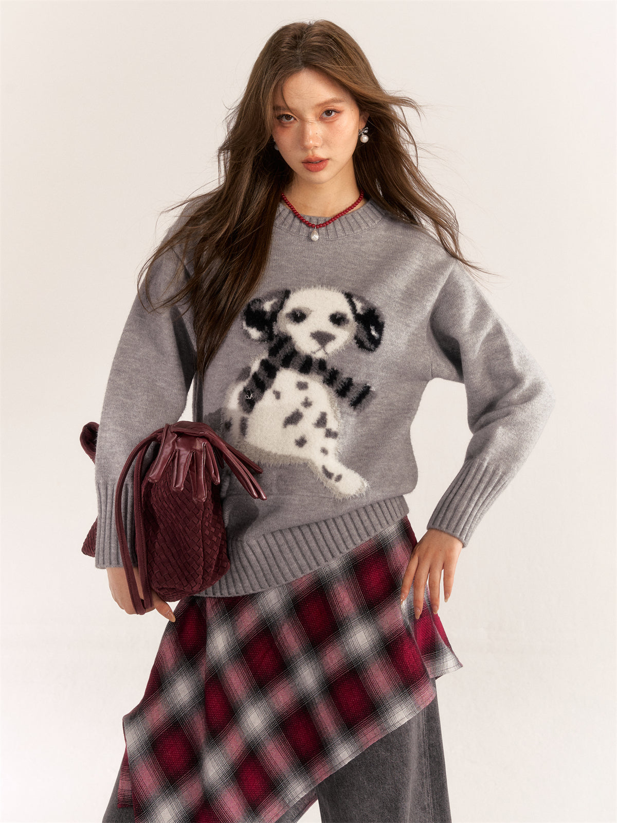 AsGony ASG24546 all-match lazy pullover sweater