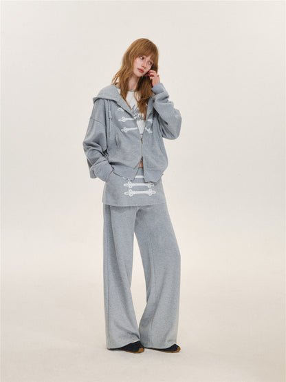 Asgony ASG26632 &amp; ASG26633 Hoodie Jacket &amp; Faux Layered Low-Rise Sweatpants