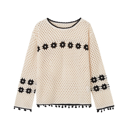 SOMESOWE S2508186&amp;S2508194 Bohemian style hollowed out sweater + pants set