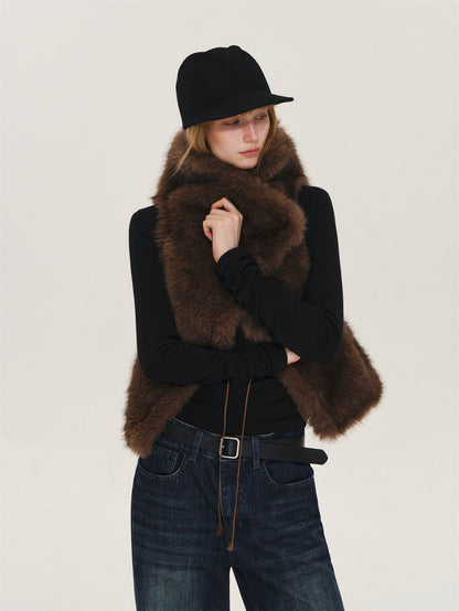 Asgony ASG26611 Strap-Detail Faux Fur Vest