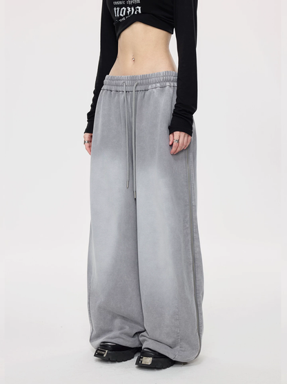 Nova Street Washed Grey Wide Leg Sweatpants