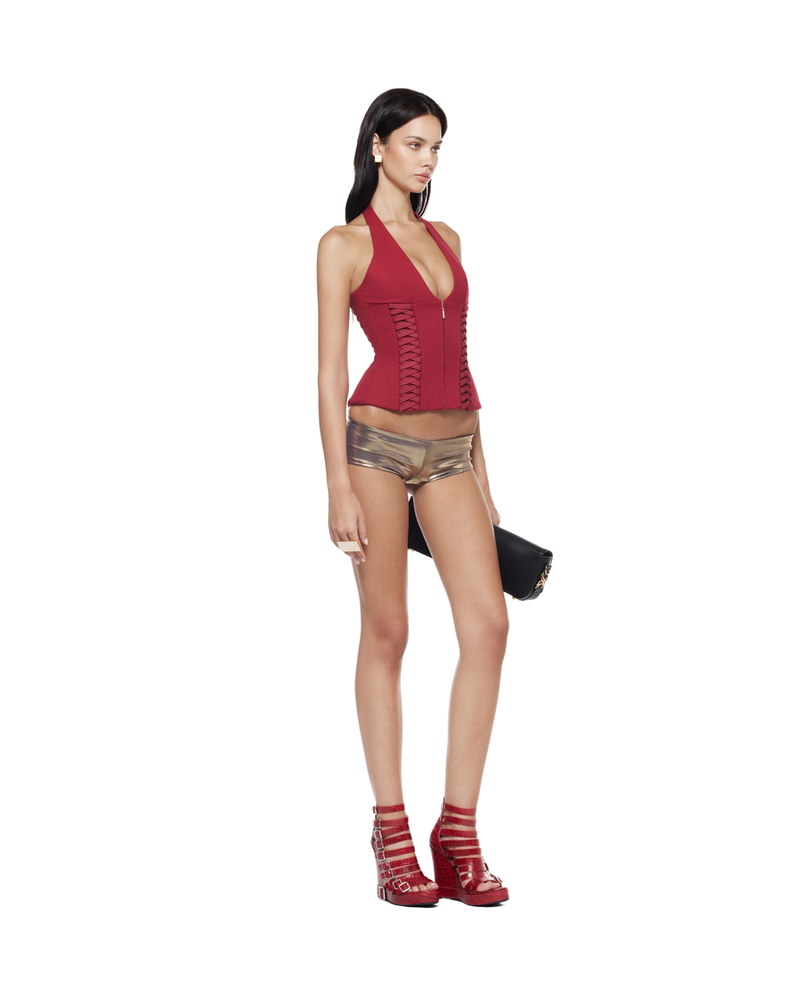 FANCì CLUB [Best Seller] Julia Halterneck Corset Top(3color)