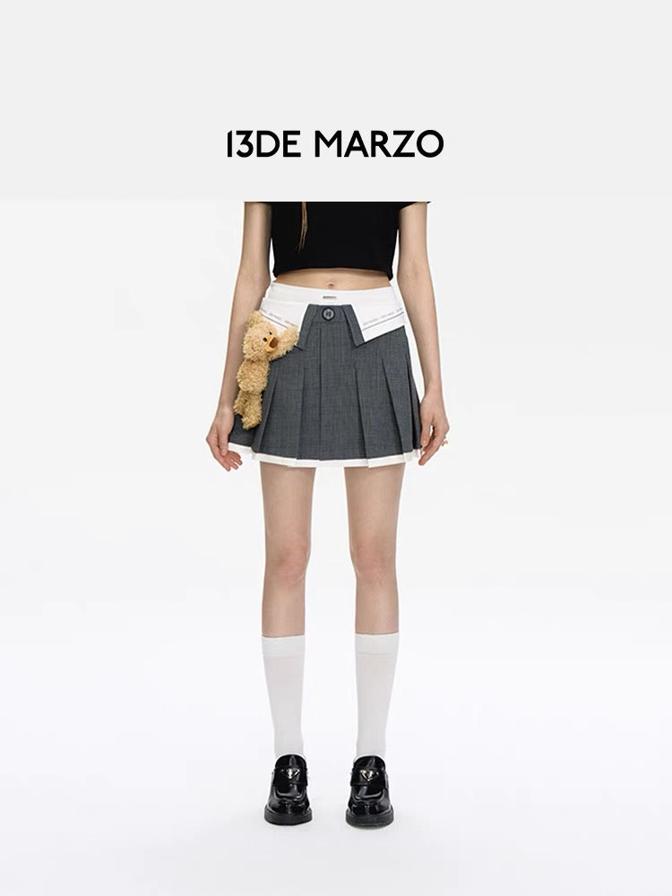 13DE MARZO Fold Pleated mini Skirt