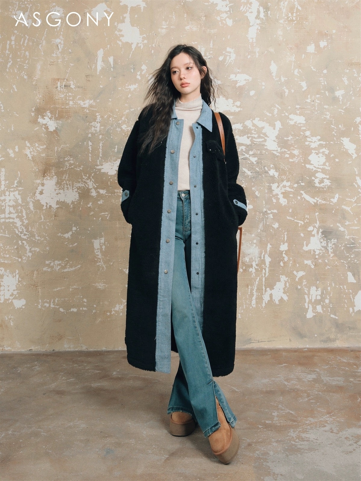 ASGONY [Best Seller] Denim and Fleece Coat(2length)31026 31123