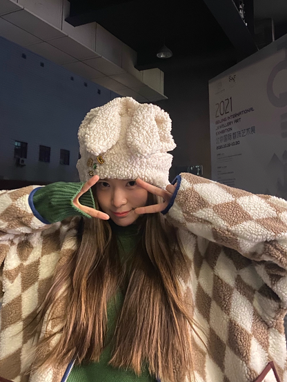 Momonana Bunny-eared hat with snap-on ears(3colors)