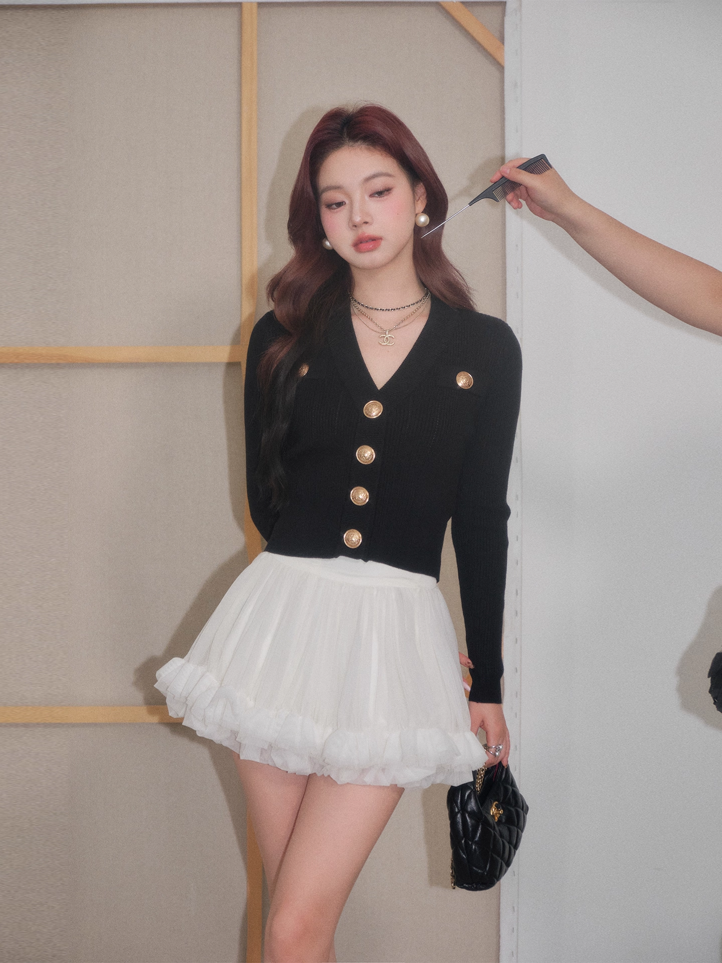 OLIVIA DUO DSY25352 Gold Buttons Knit Top(2color)