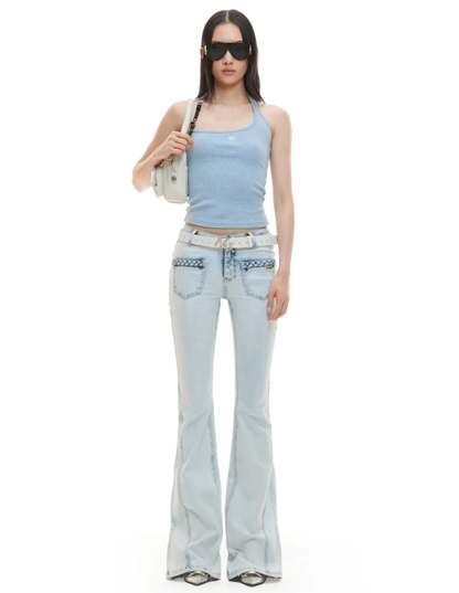 NAWS NAW-K041926 Denim Flare Stretch Pants