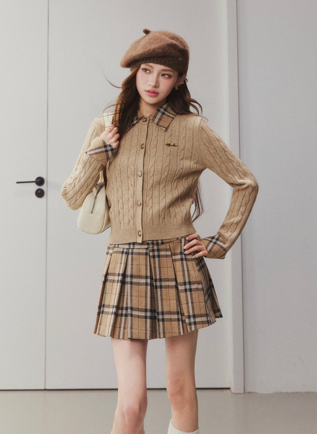 OTEBANBASS Ote260905 Plaid Wool Pleated Skirt
