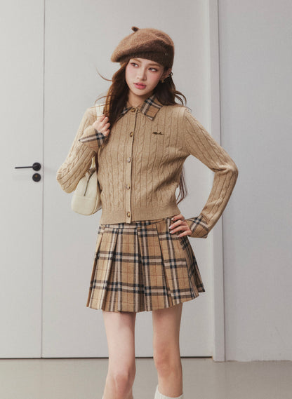 OTEBANBASS Ote260905 Plaid Wool Pleated Skirt
