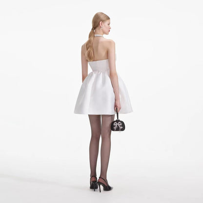 Self-Portrait WHITE TAFFETA BANDEAU MINI DRESS