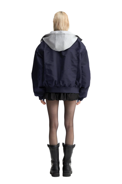 YJINGZYZJ Oversized Bomber Jacket In Blue