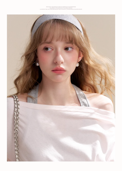 Kroche KZY8071&amp;KZY8072 Off shoulder contrasting T-shirt + pants